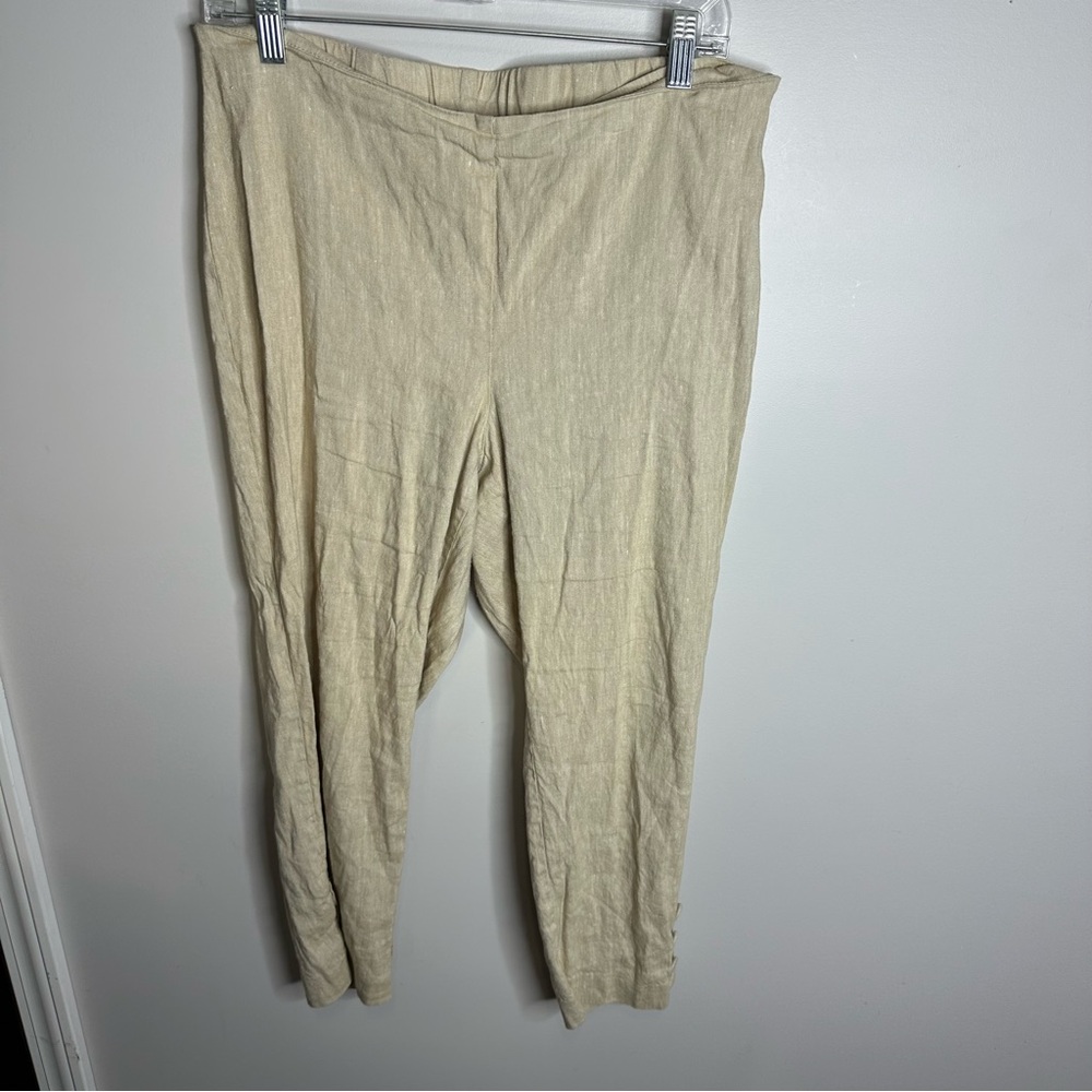 Women’s J. Jill‎ Size MP Linen Stretch Tan High Waisted Pants Minimalist